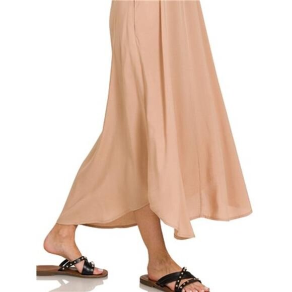 Zenana Woven Arc Hem Cami Dress With Flowy Pockets - Picture 3 of 3